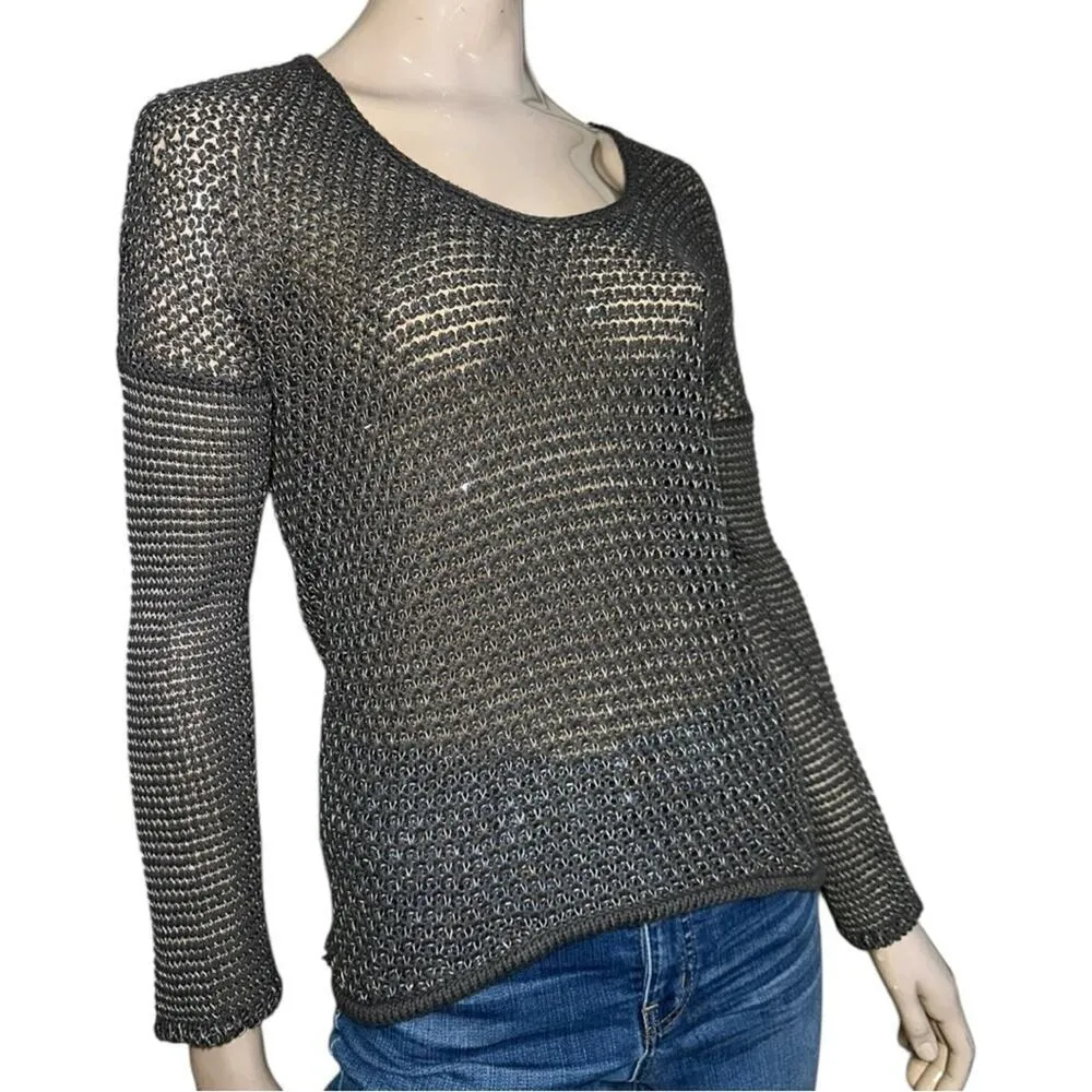 Helmut Lang Women’s Size P S Gray White Marled Loose Knit Pullover Sweater - Image 2