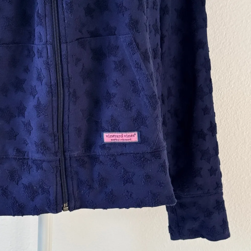 Vineyard Vines Navy Blue Red Star Hoodie Full Zip Jacket Sweatshirt Size Large - Image 3