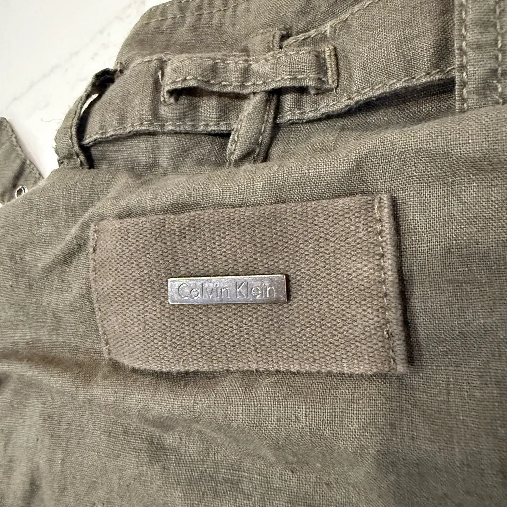 Calvin Klein Military Style Linen Blend Utility Field Jacket Women’s Small Green - Image 7