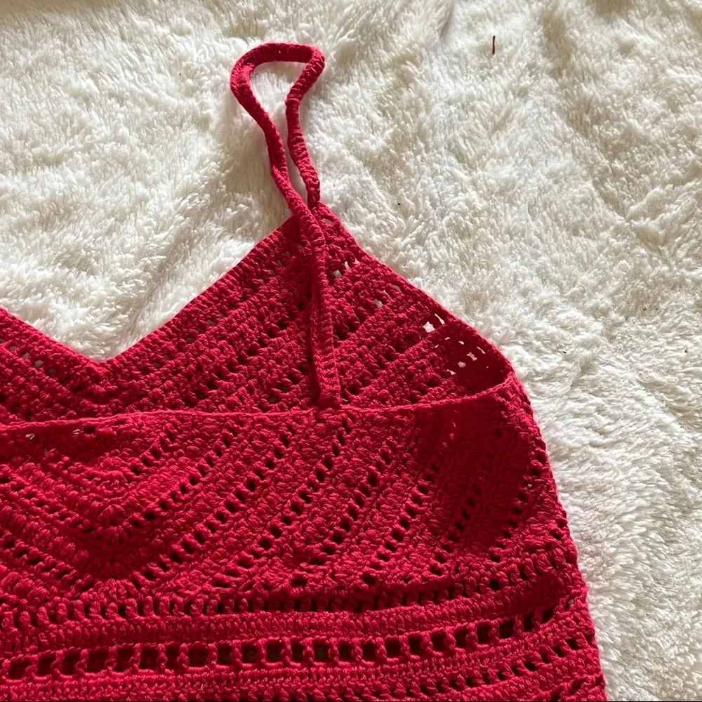 ZARA Handmade red Crochet top - Image 4