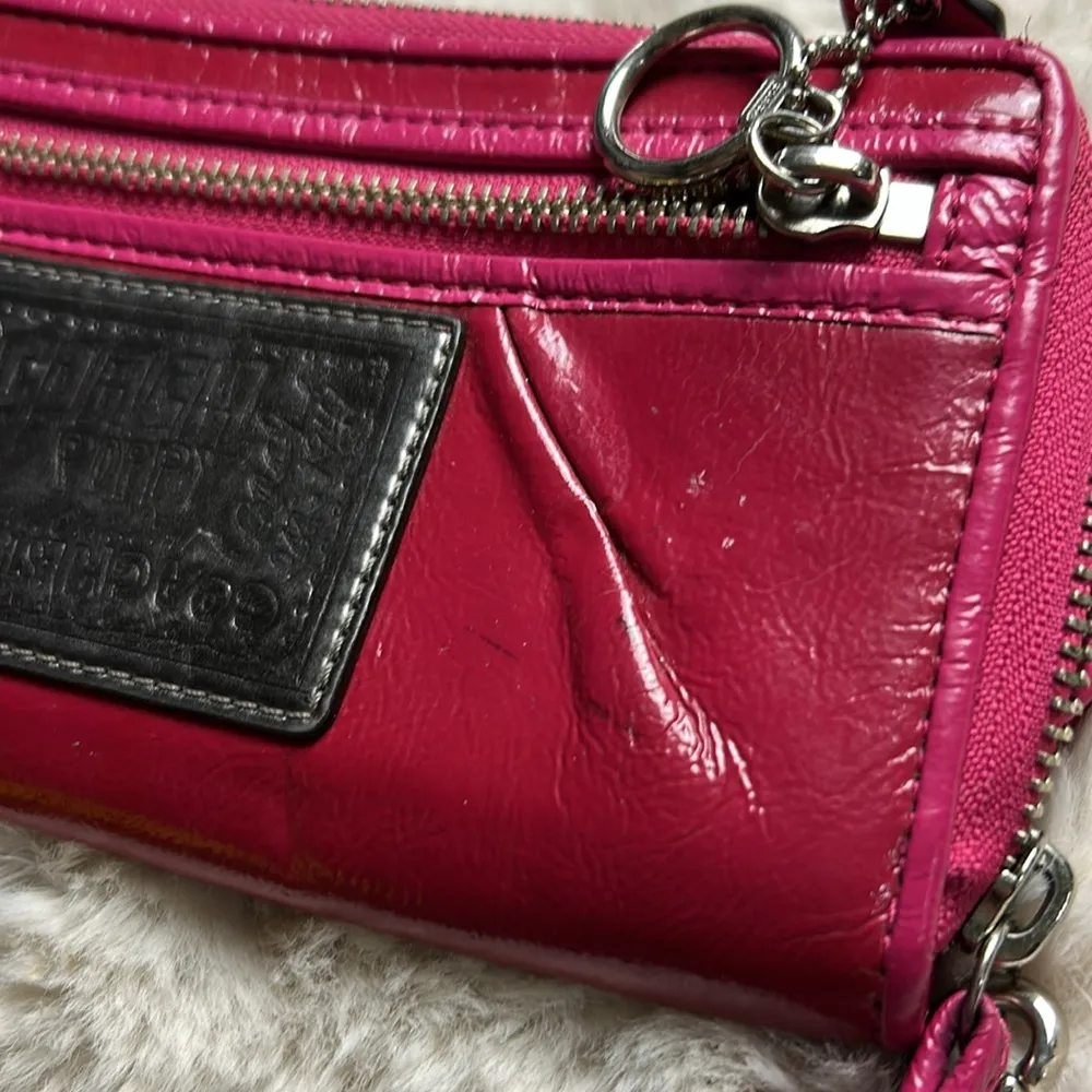 Coach Poppy Pink Leather Wristlet - Image 16