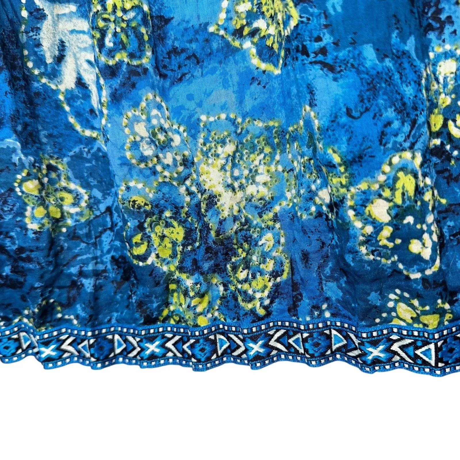 Vintage St. John’s Bay Broomstick Maxi Skirt Size 8 | Blue Floral Boho Festival - Image 4