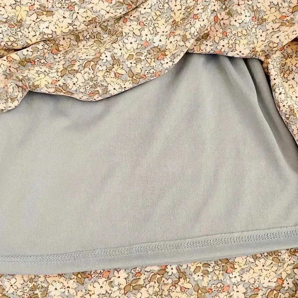 NWT Siena Sky Spaghetti Straps Multicolor Flowery Ruffles Womens Dress SZ Small Blue - Image 6