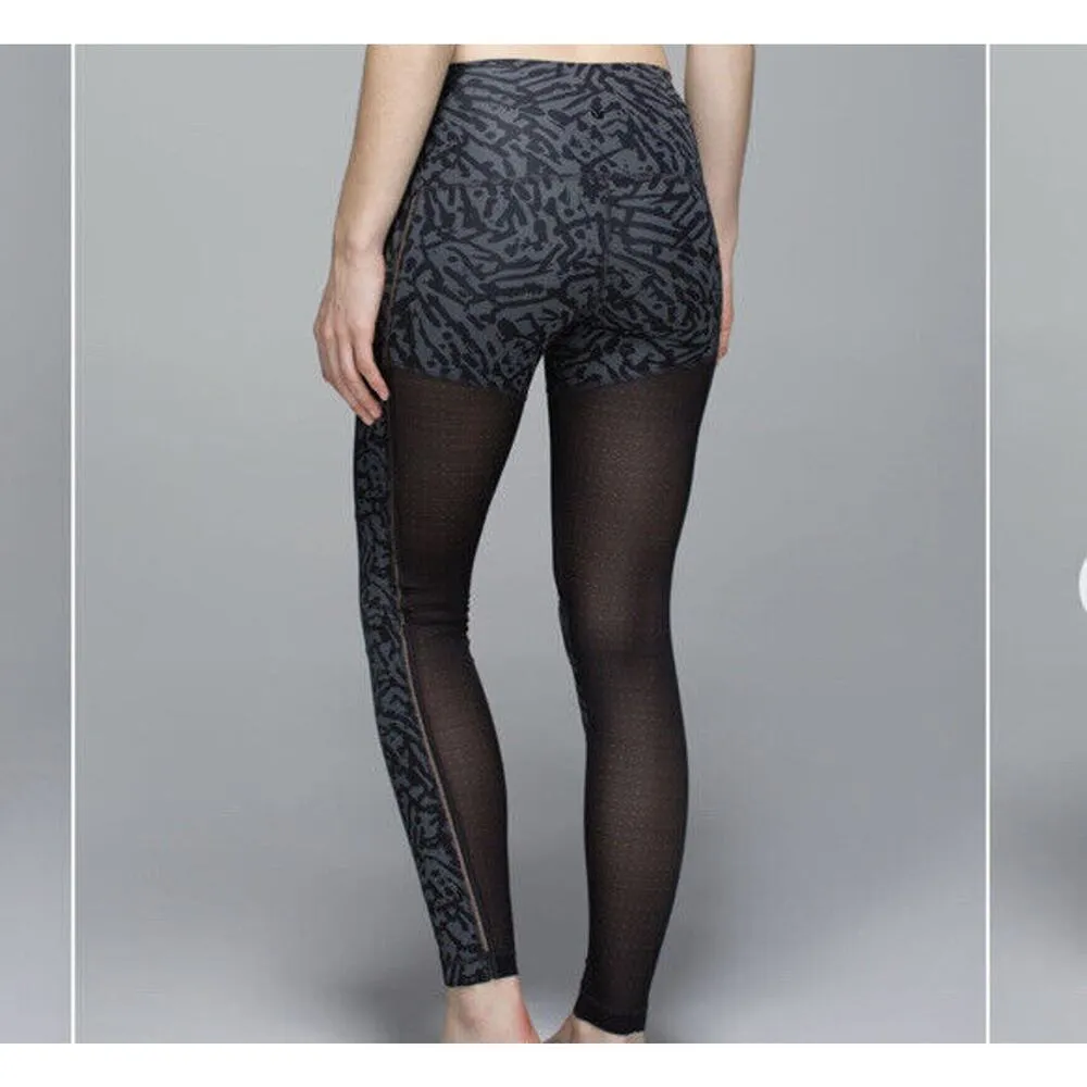 Lululemon Pant Women Sz 2 Black Biggie Brushed Animal High Rise Hot To Street - Image 9