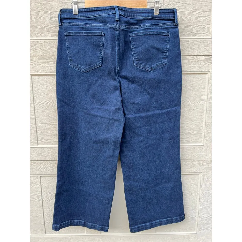 NYDJ Dark Wash Blue Wide Leg Ankle Jeans Lift Tuck Size 16 EUC - Image 8
