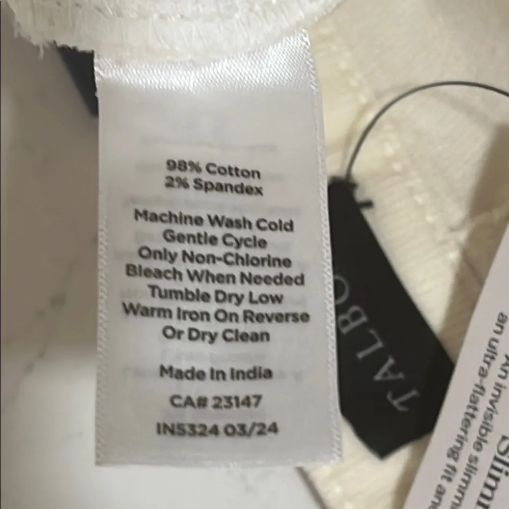 NWT Talbots Cream Corduroy Straight Leg Pants - Image 10