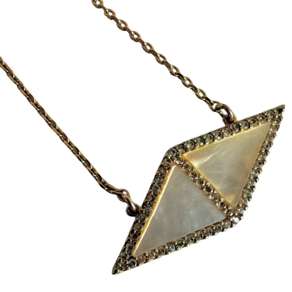 Anthropologie mother-of-pearl and rhinestone geometric necklace by Perry - Image 9