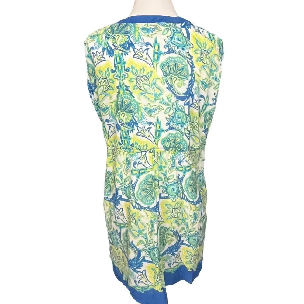 Lauren Ralph Lauren Swim Coverup Blue Green Paisley Floral Lightweight Cotton L Size L - Image 2