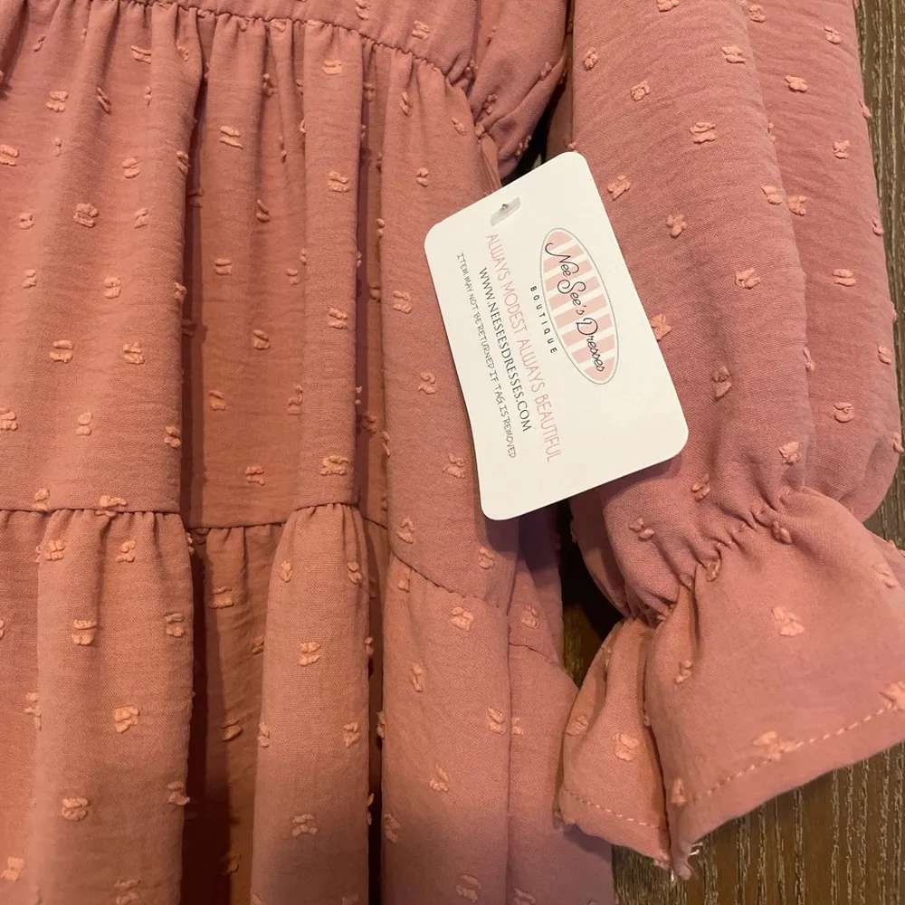 Knee Length Mauve Dress Size M - Image 4
