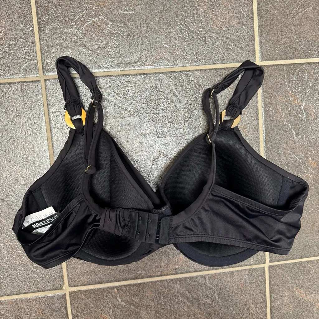 Miraclesuit Underwire Surplice Bra Bikini Top Swim Swimsuit Black 36D - Image 9
