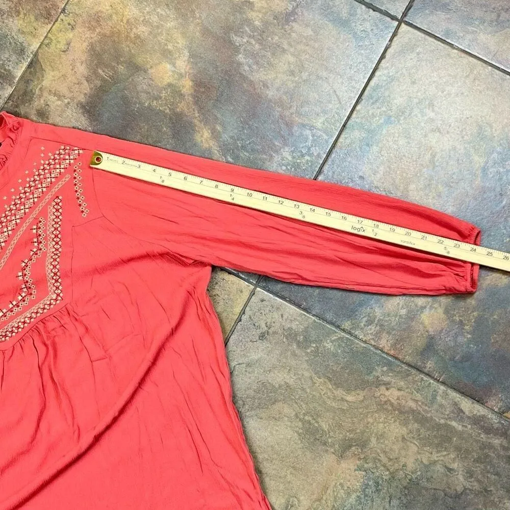 Torrid Washable Crinkle Gauze Relaxed Embroidered Blouse Baked Apple 2 2X 18-20 - Image 10