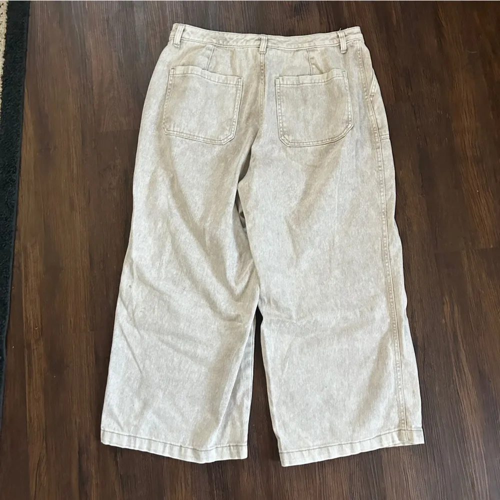 Universal Thread Cream High Rise Cropped Wide Leg Pants Casual 14 12 Denim Jeans - Image 5