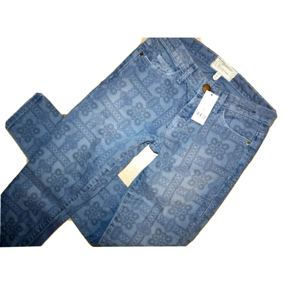 NWT Current/Elliott The Stiletto in Navy Bandana Stretch Skinny Jeans 24 $228 - Image 3