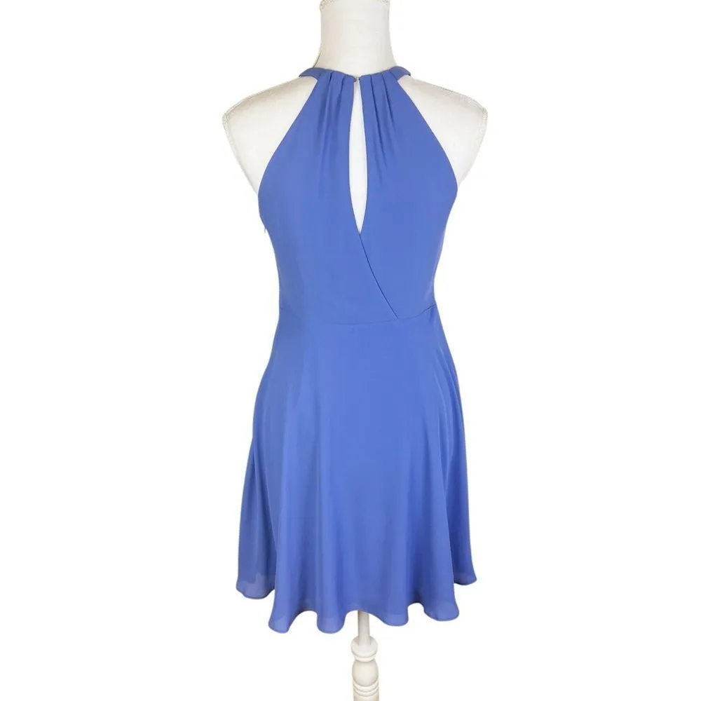 Express Periwinkle Blue‎ High Neck Fit & Flare Sleeveless Cocktail Dress Size 6 - Image 2