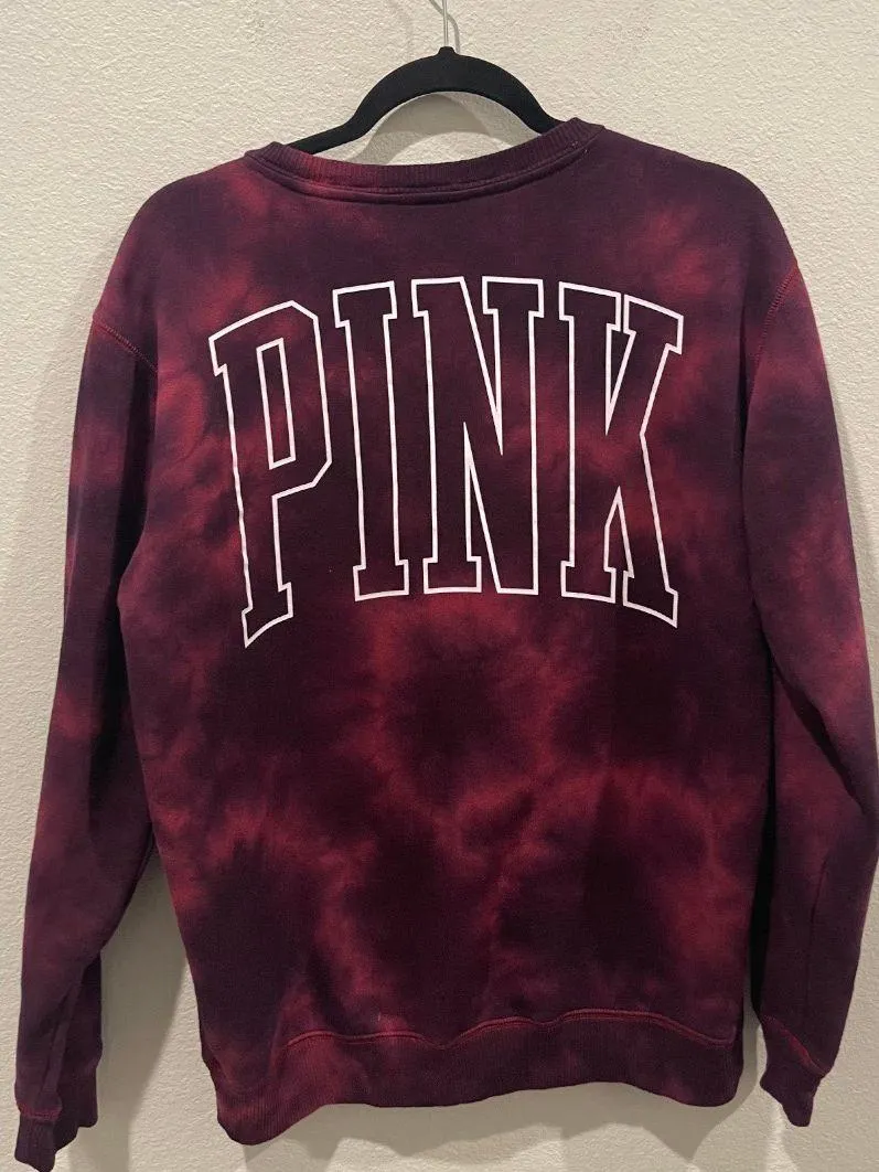 PINK Tie Dye Burgundy Sweater - Image 2