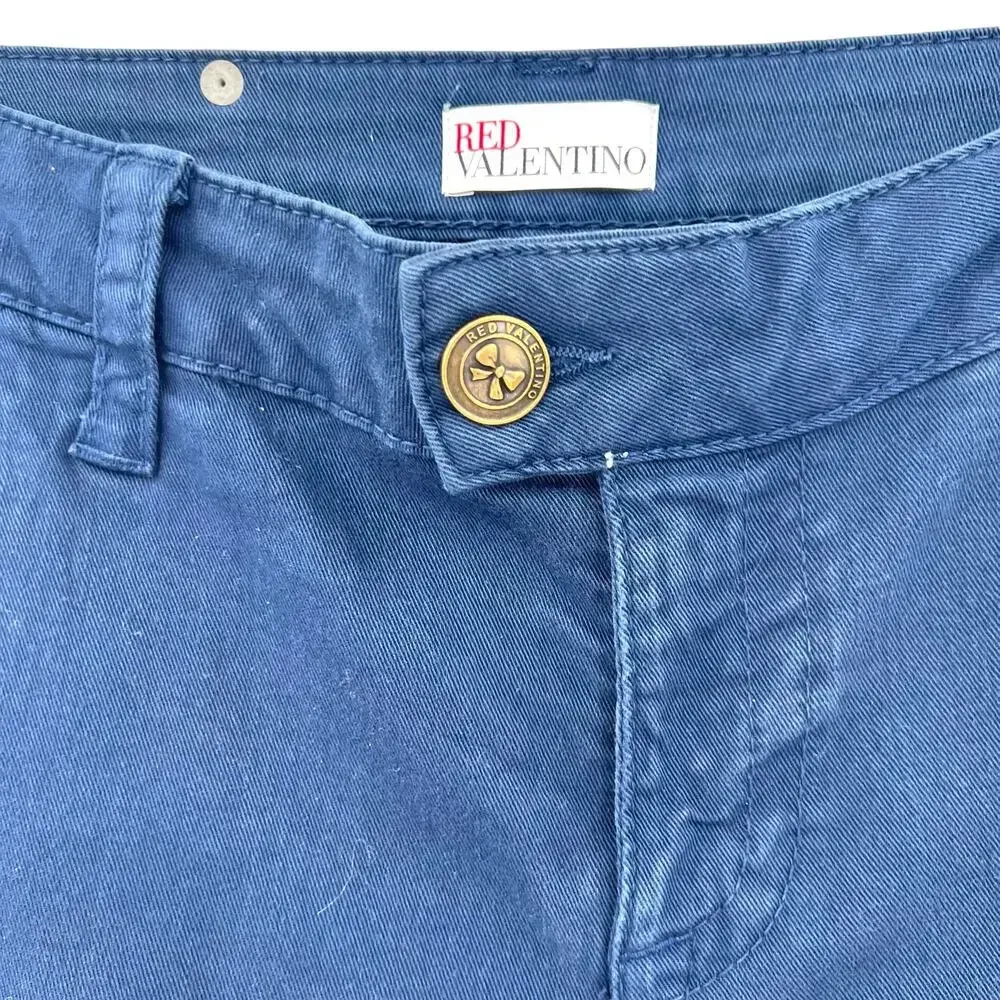 RED Valentino Navy Blue Cargo Pants Ankle Skinny Bow Detail Size‎ Size 6 - Image 5