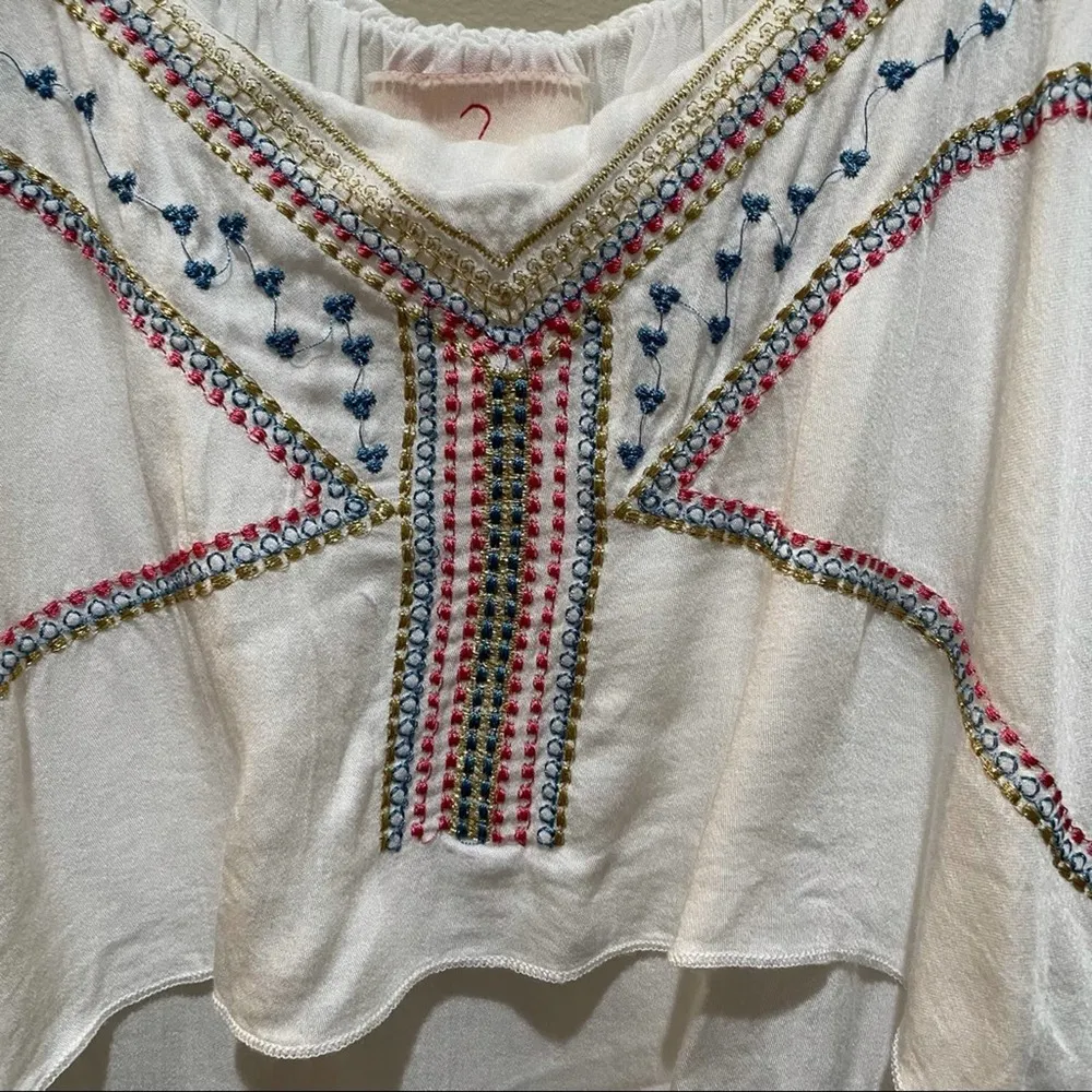 LF Native Rose Boho Tribal Embroidered Layered Blouse Tank Top White Size 10 - Image 3