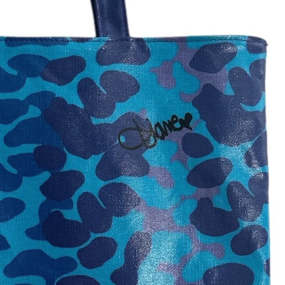 DVF DIANE VON FURSTENBERG BLUE PRINT PURE HANDLES SHOPPER BEACH BAG - Image 6