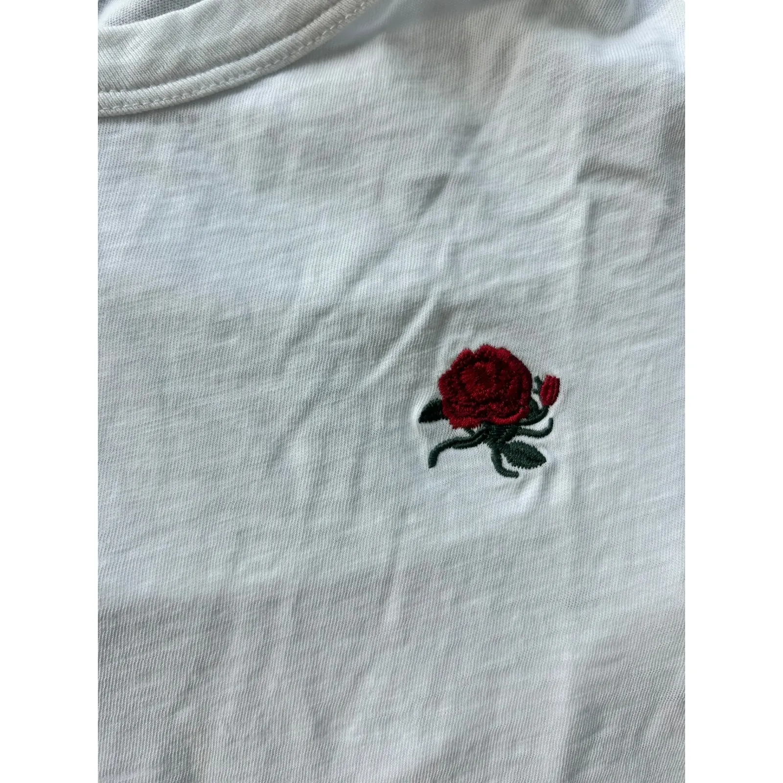 Rag & Bone Jeans Women's White Embroidered Rose Short Sleeve T Shirt Size Small - Image 2