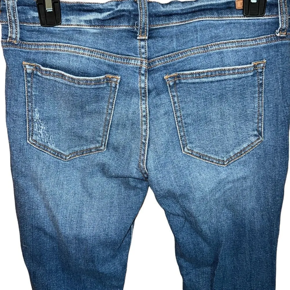 Sneak Peek medium wash distressed skinny jeans with raw gems size 7 Blue - Image 5