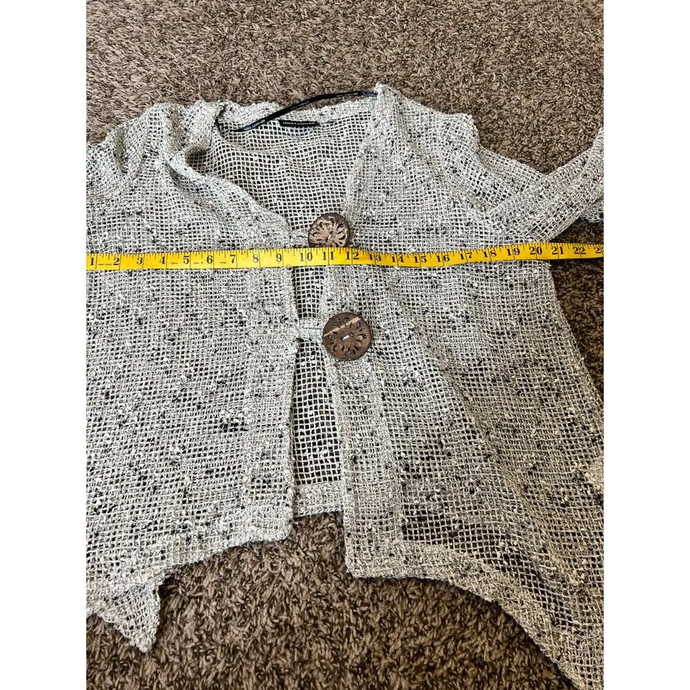 Nina Leonard Open Knit Nubby Asymmetrical Cardigan Sz L Artsy Lagenlook Boho - Image 8