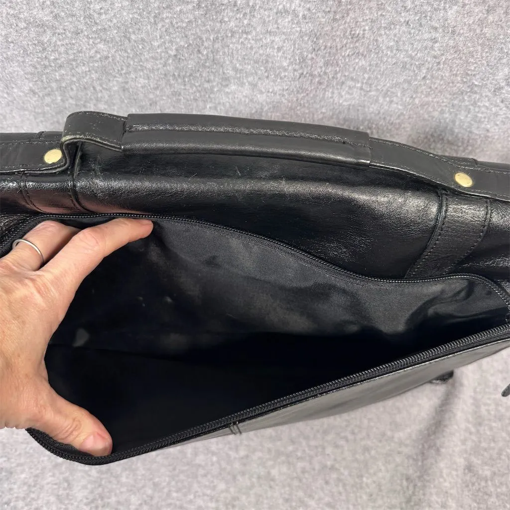 Vintage Black Leather Briefcase Attache Bag - Image 5