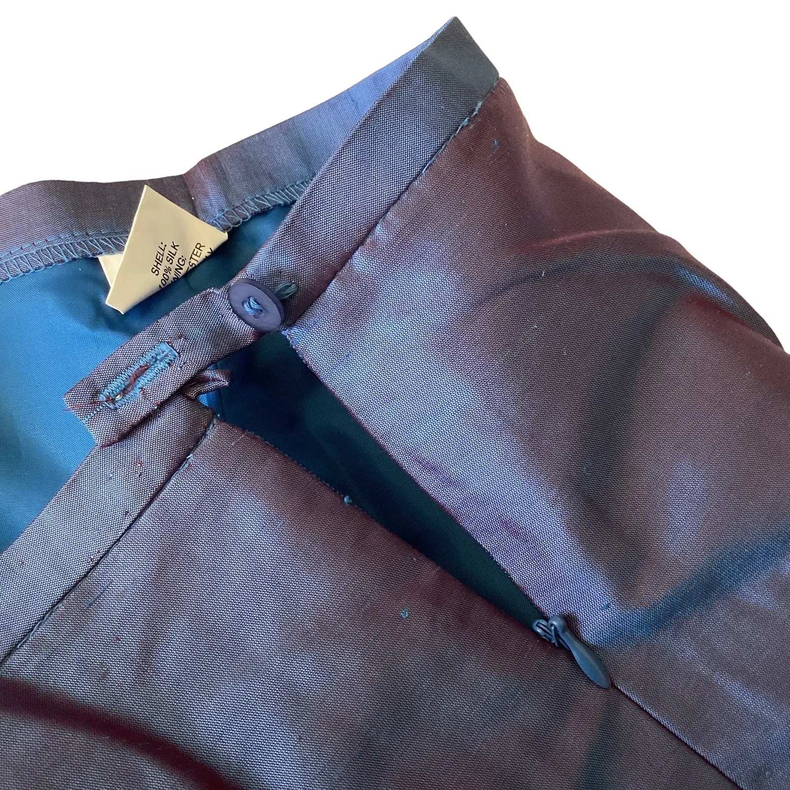 Vintage Harris Wallace Silk Dress Pants Blue Size 8 - Image 3