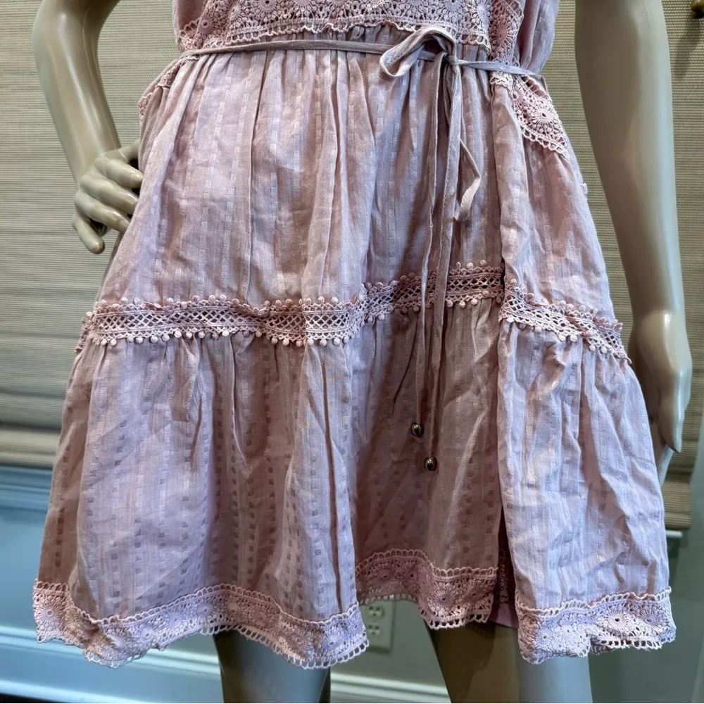 Showpo Pink Lace Ruffled Smocked Sundress Size 2 - Image 3
