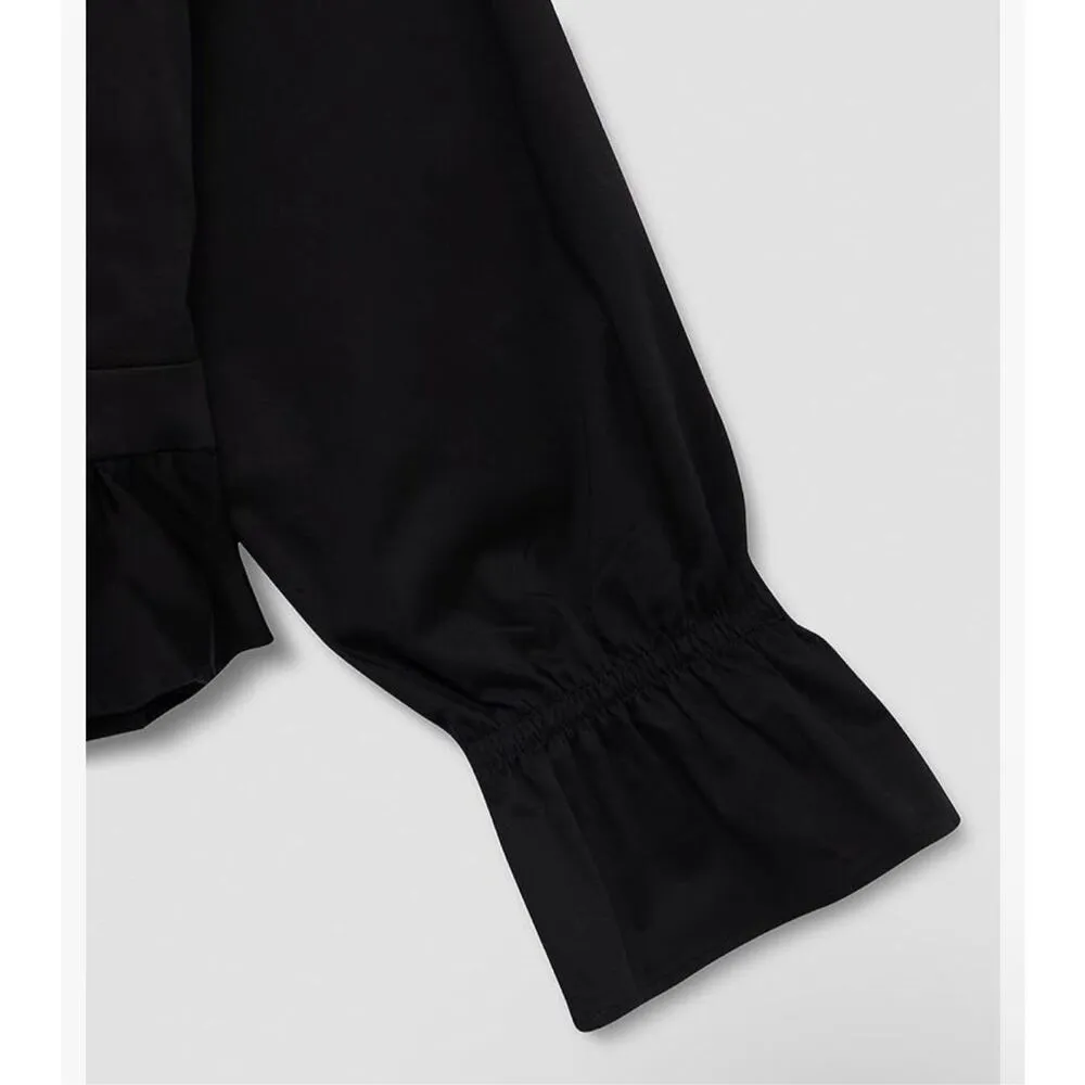 NEW White MAKING THE CUT Ruffle Long Sleeve Tie Front Jacket M $90 Size M - Image 8