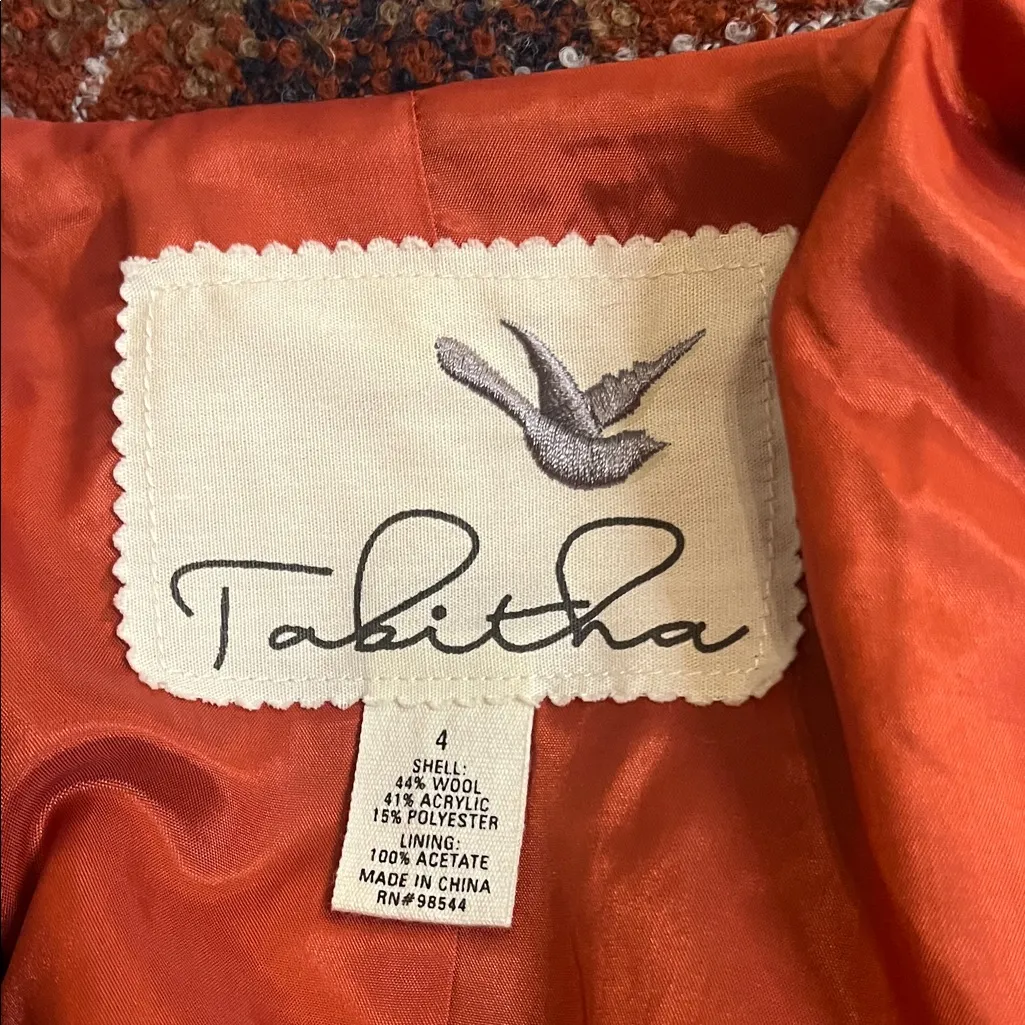 Anthropologie Tabitha Moretown Plaid Wool Jacket Size 4 Black - Image 6