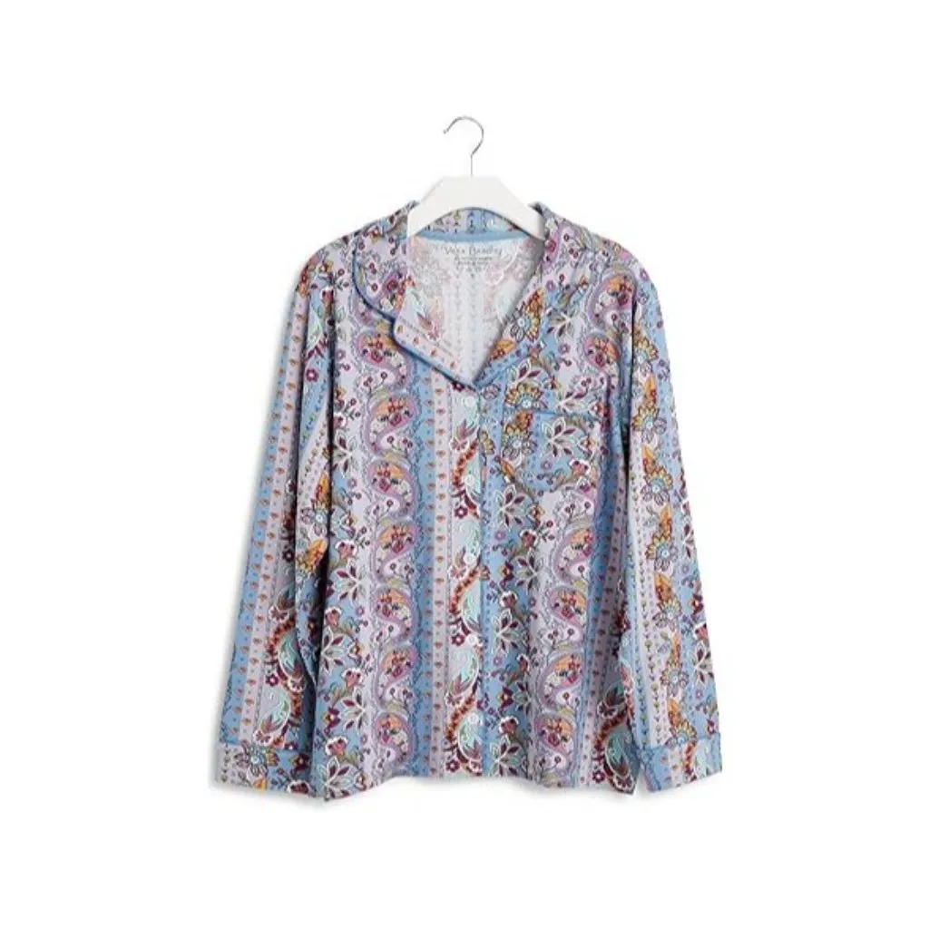 Vera Bradley Womens Shirt Provence Paisley Stripes Size:L NWT Blue Size L - Image 2