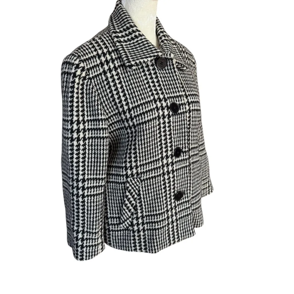 Lauren Ralph Lauren black and cream long sleeve collared lined wool pea coat 8 - Image 3