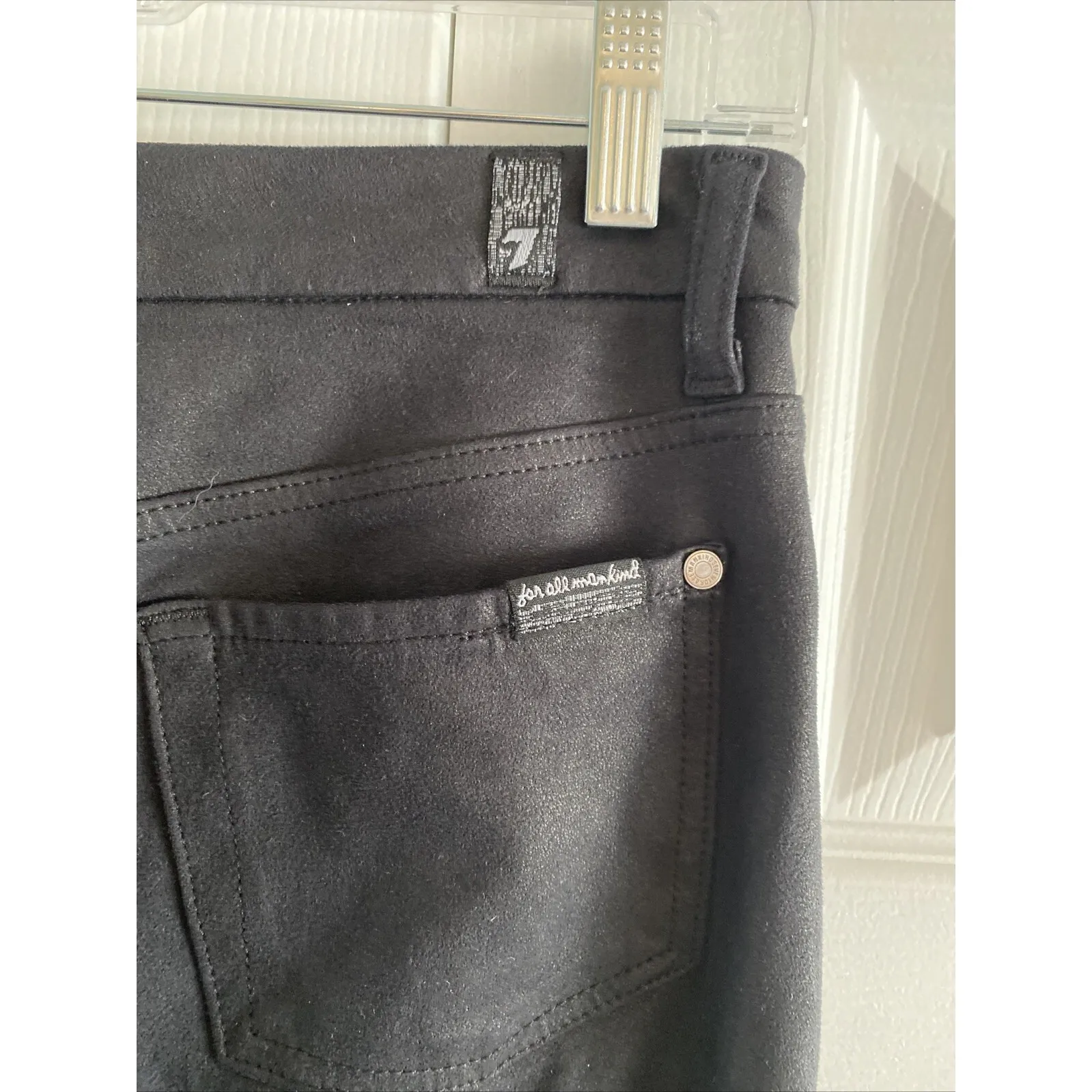 7‎ For All Mankind Women's 27 Black Suede Skinny Jean Moto Punk Goth Whimsy - Image 6