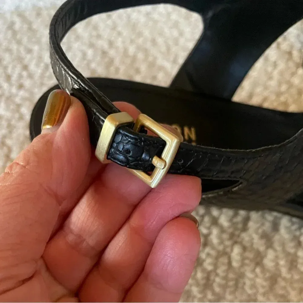 Kenneth Cole Reaction Black Croc Embossed Dee Two Band Slingback Heel - Image 4