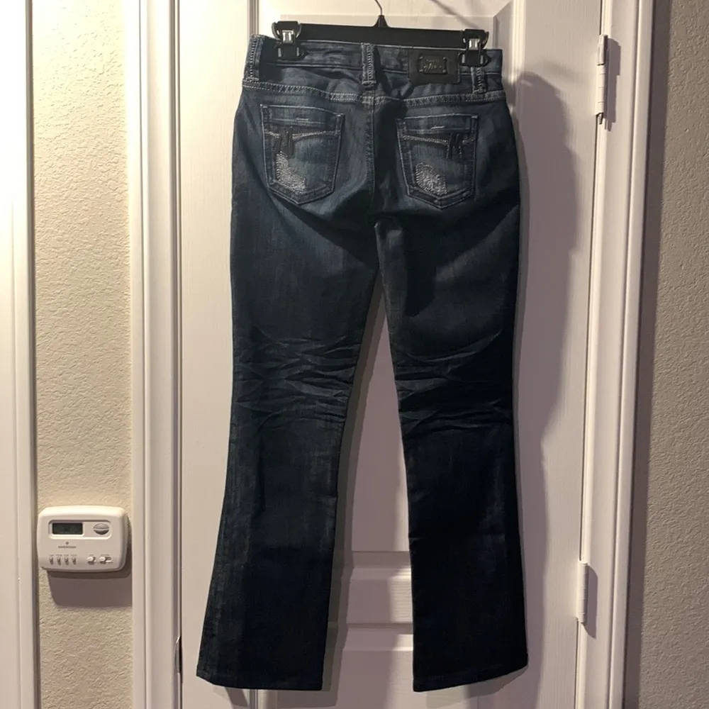 Guess by Mariano Dark Denim Blue Whiskers Bootcut/Straight Jeans Size 25 EUC - Image 3