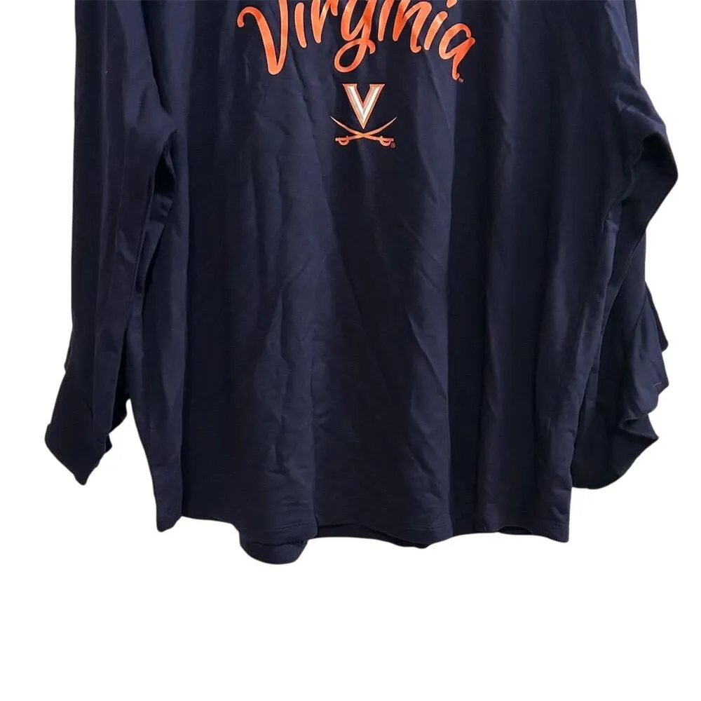 Flying Colors Virginia Cavaliers Women's Ruffle Sleeve Top Blue XL - Image 4