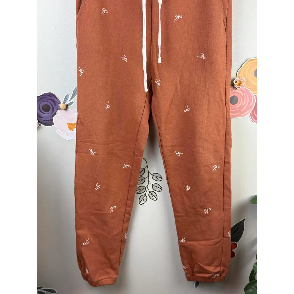 Madewell Brown Bow Embroidered Retro Relaxed Fit Sweatpants - Size - XS - Image 7