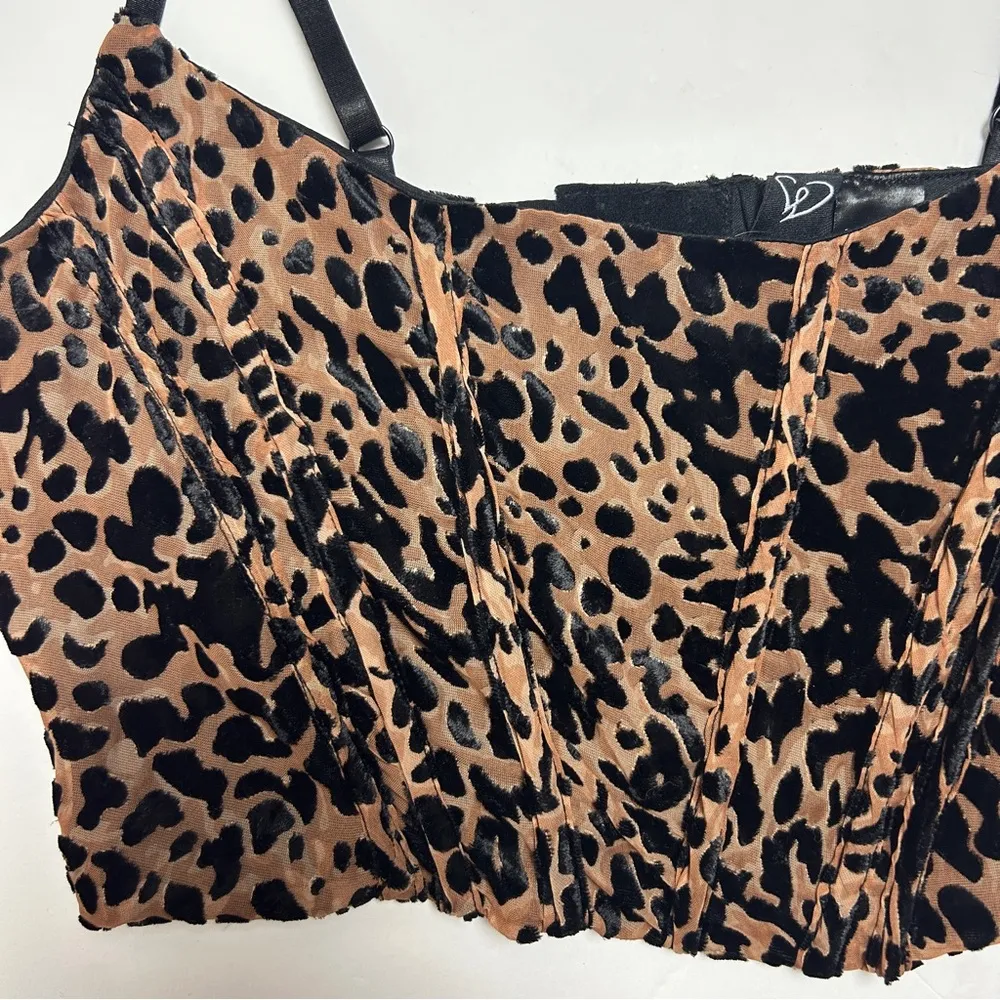 Windsor Animal Print Corset Tank Crop Top NWT BLACK BROWN - Image 6