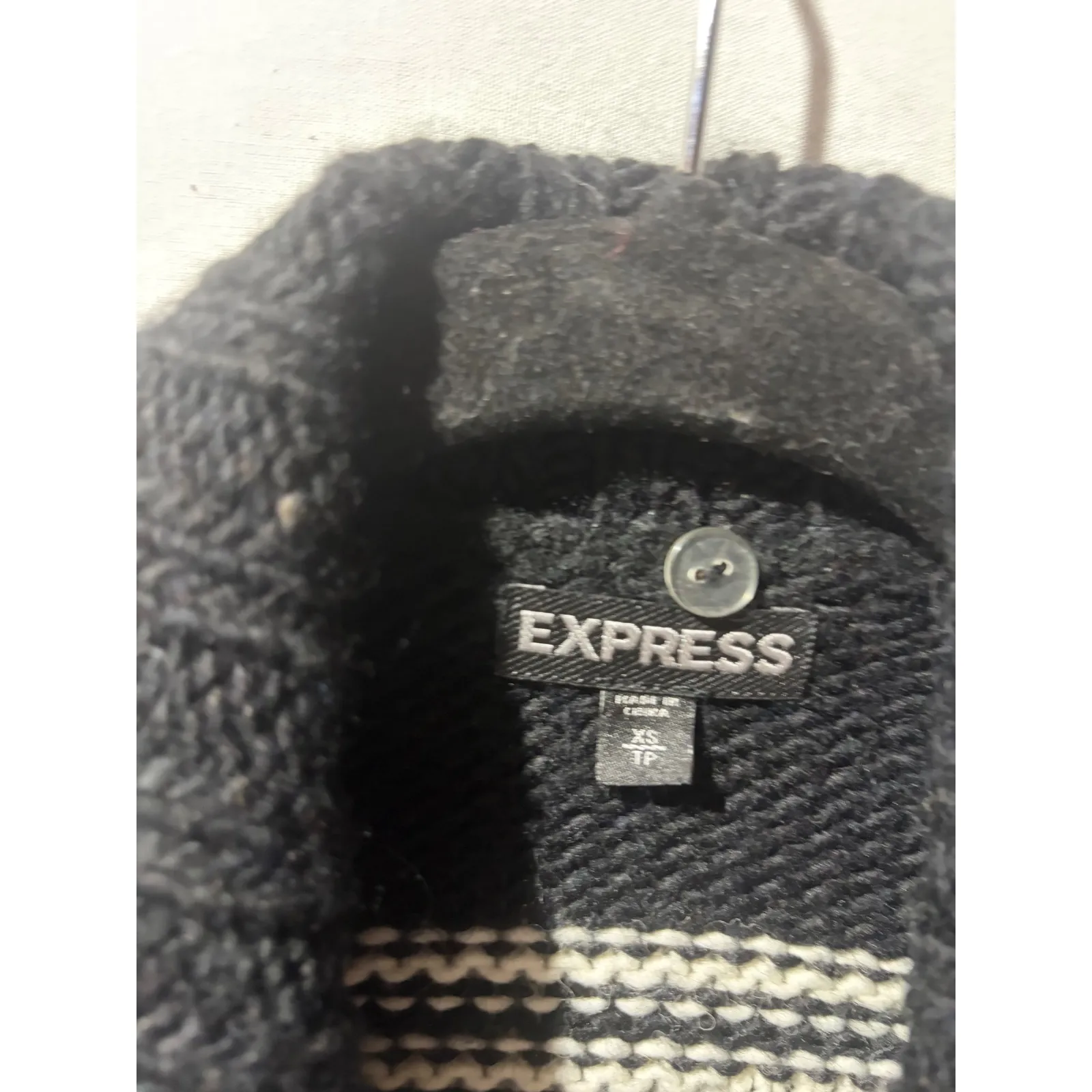 EXPRESS Women's Black White Striped Shawl Collar Cardigan Sweater XS - Image 3