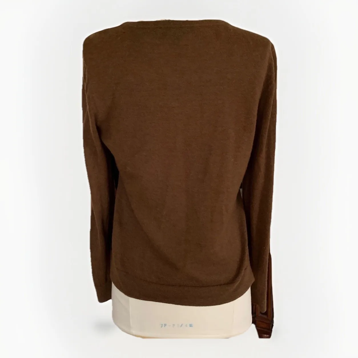 Lafayette 148 Wool Alpaca Leather Panel Sweater Quiet Luxury Brown Chic Luxe M Size M - Image 3