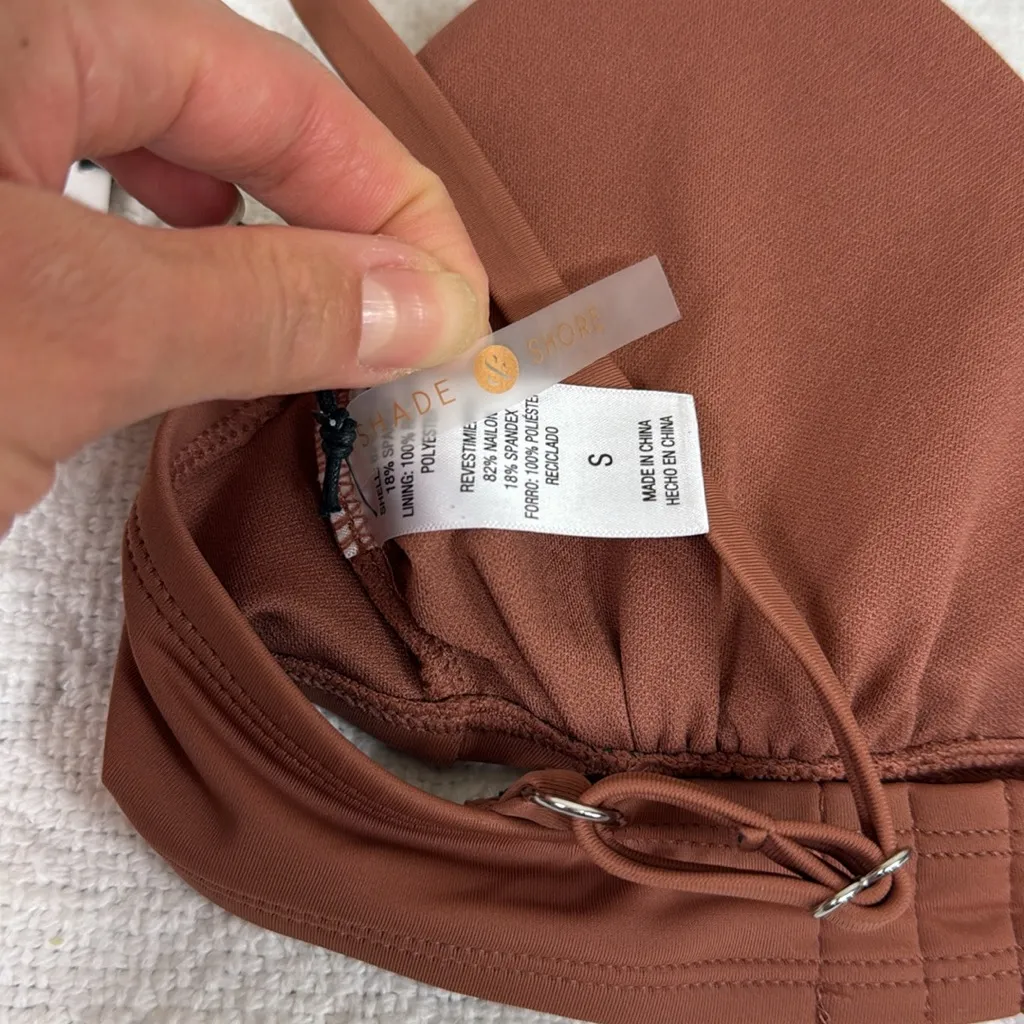 NWT Shade & Shore Brown Bikini Top Size‎ Small - Image 4