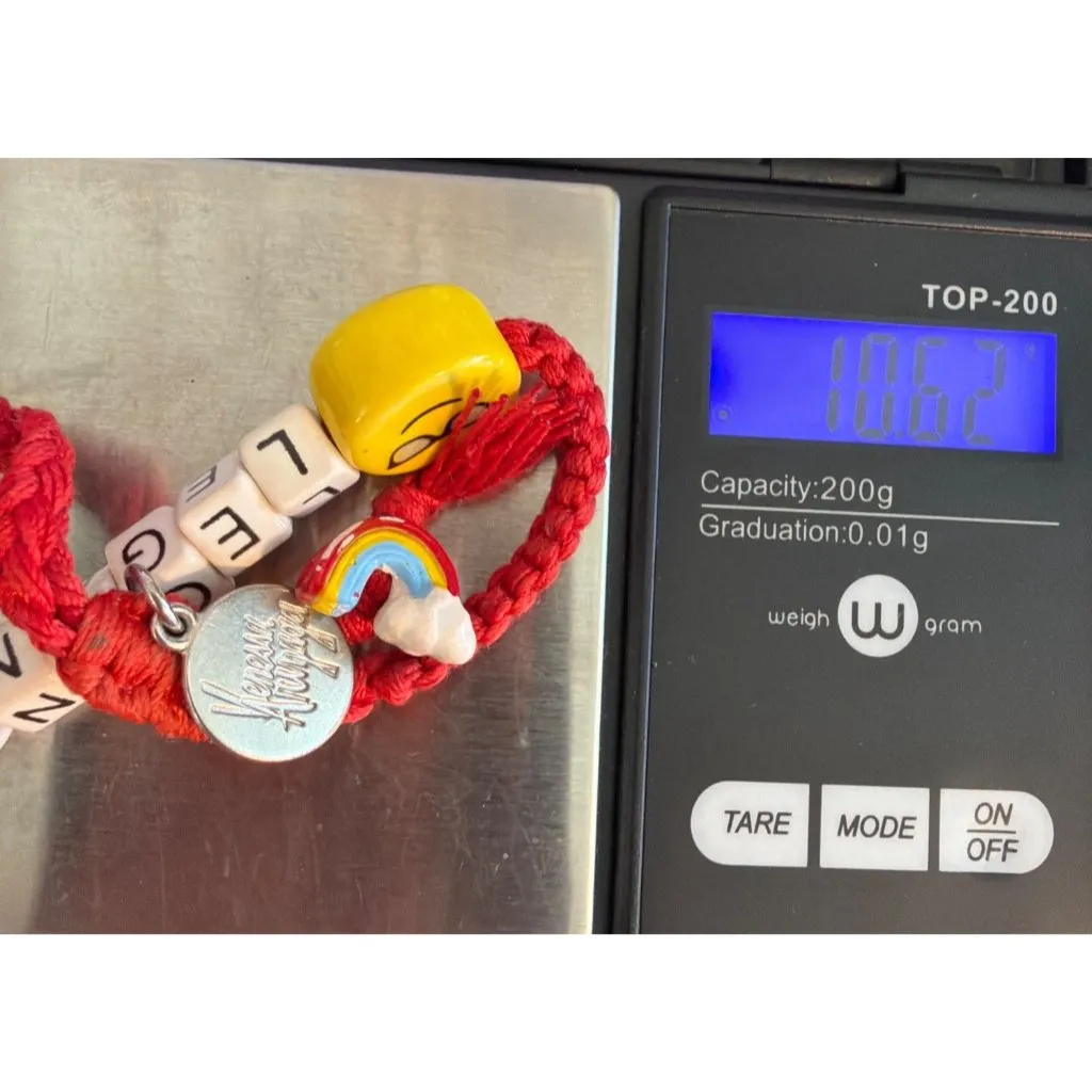 Venessa Arizaza Legend Bracelet Red Cord Adj Beaded Yellow Smiley Face 10.62g - Image 6