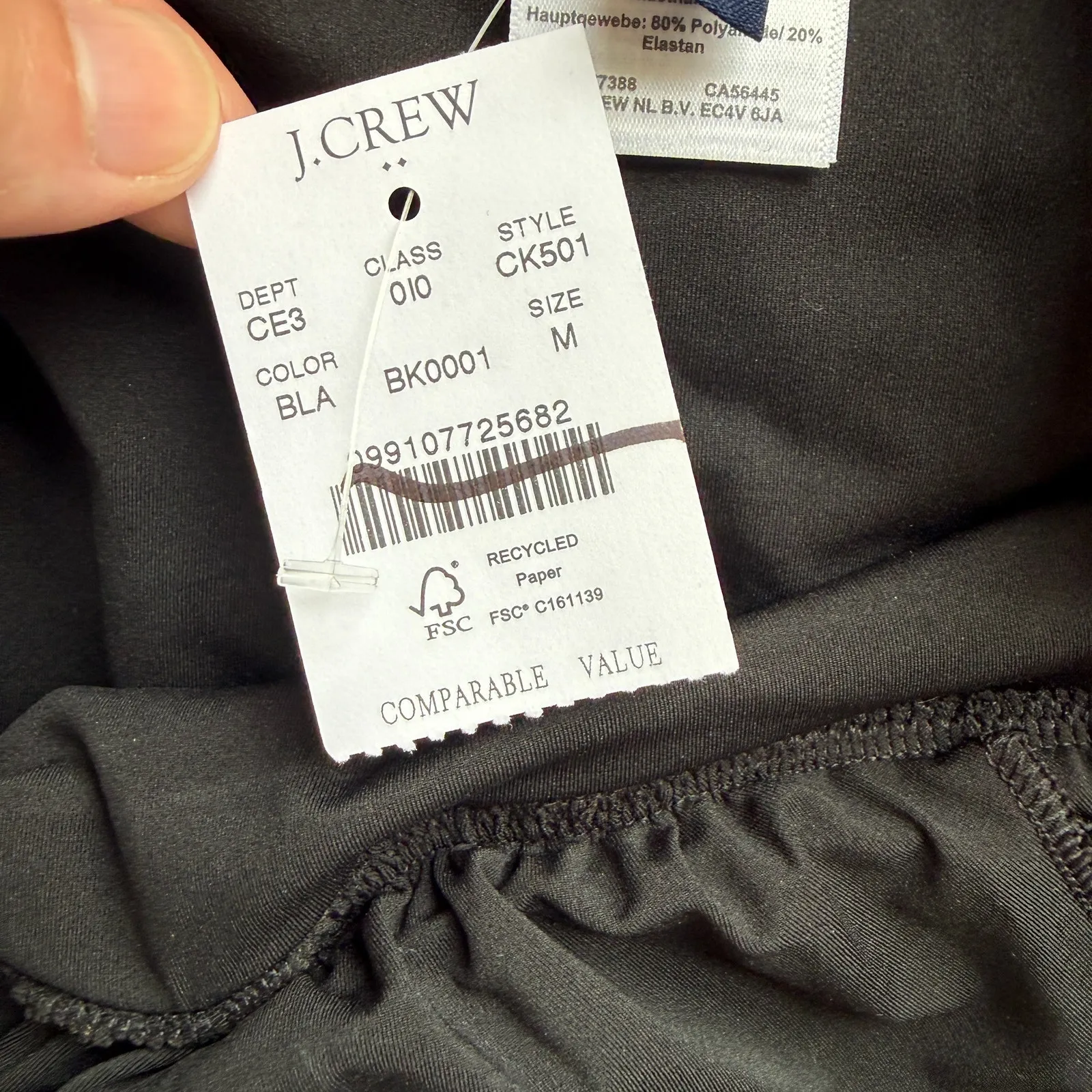 NWT J. Crew Cutout Strap One-piece Swimsuit in Black CK501 Women's Sz M - Image 9