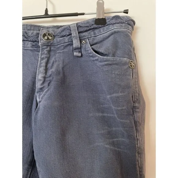 BCBGirls Gray Blue Rock and Roll Bootcut Jeans Women's Size 28 Distressed Studs - Image 4