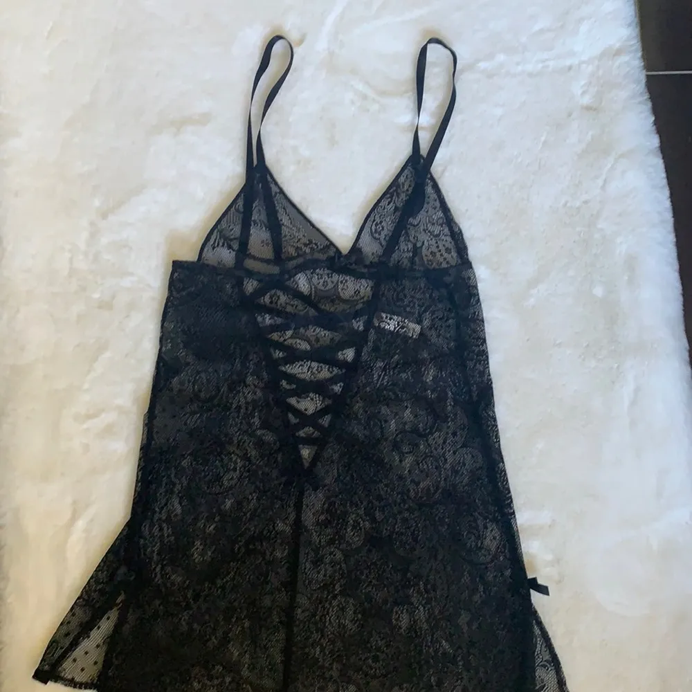 Victoria’s Secret lace Chemise Black with bow detail - Image 2