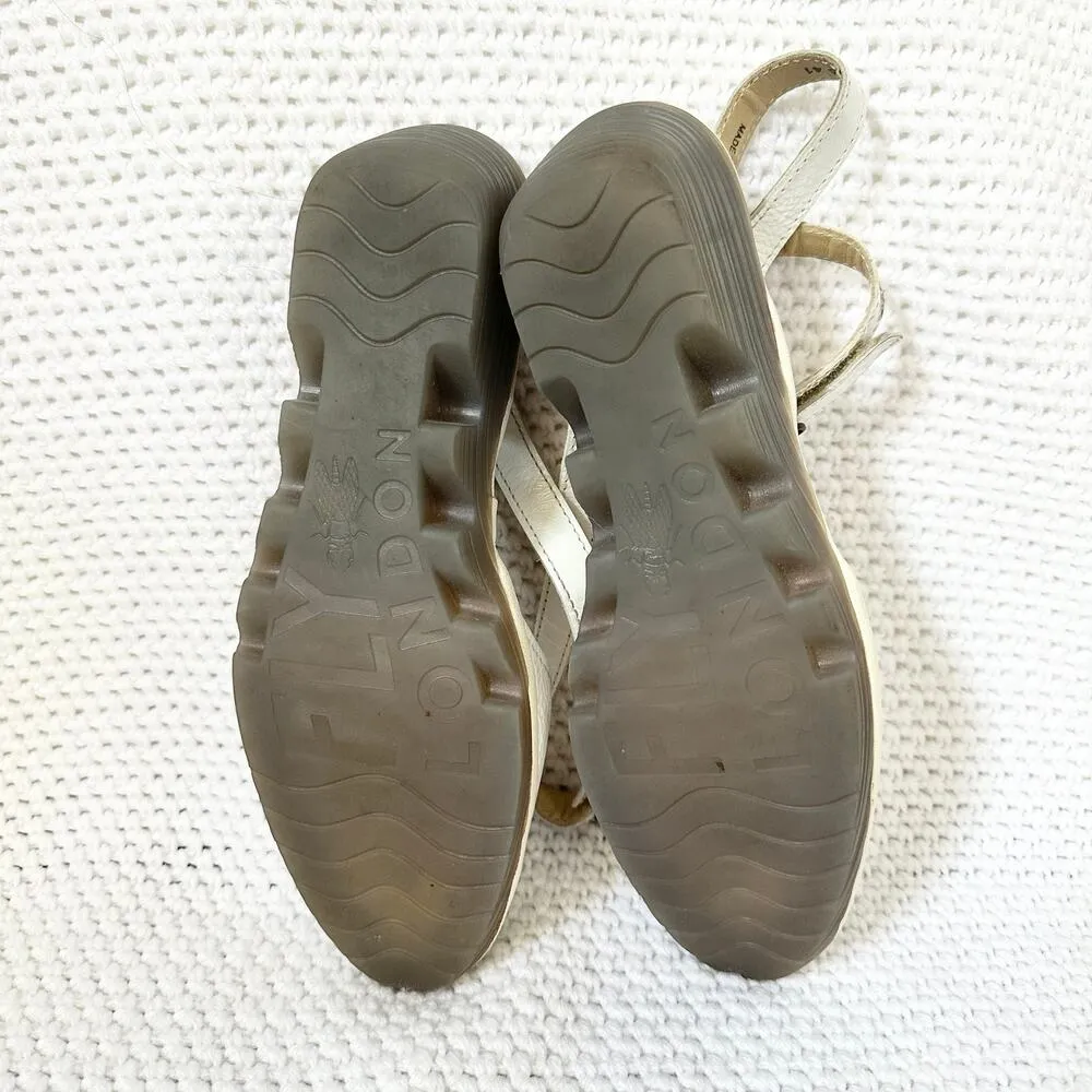 Fly London White Patent Upper Popa Wrap Ankle Peep Toe Low Wedge Sandals 41 - Image 9