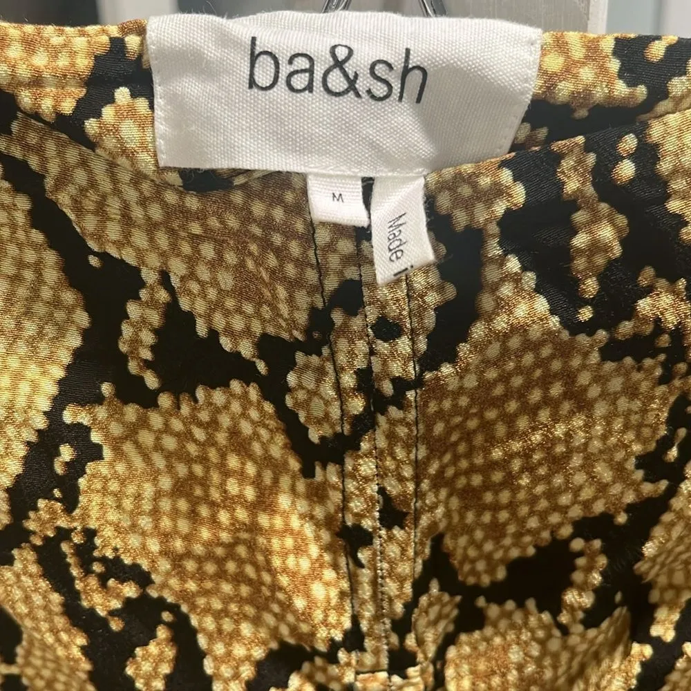 BA&SH Jupe Carry Midi Skirt, Slit, Ruched, Snakeskin, Size 2 (8/M) - Image 8