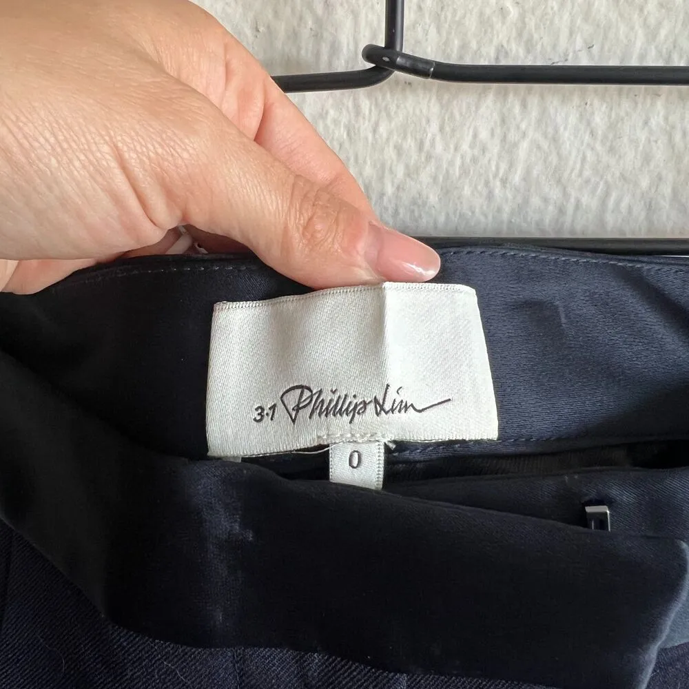 3.1 PHILLIP LIM Navy Blue Wool High Rise Pleated Tuxedo Shorts Womens 0 XS - Image 3