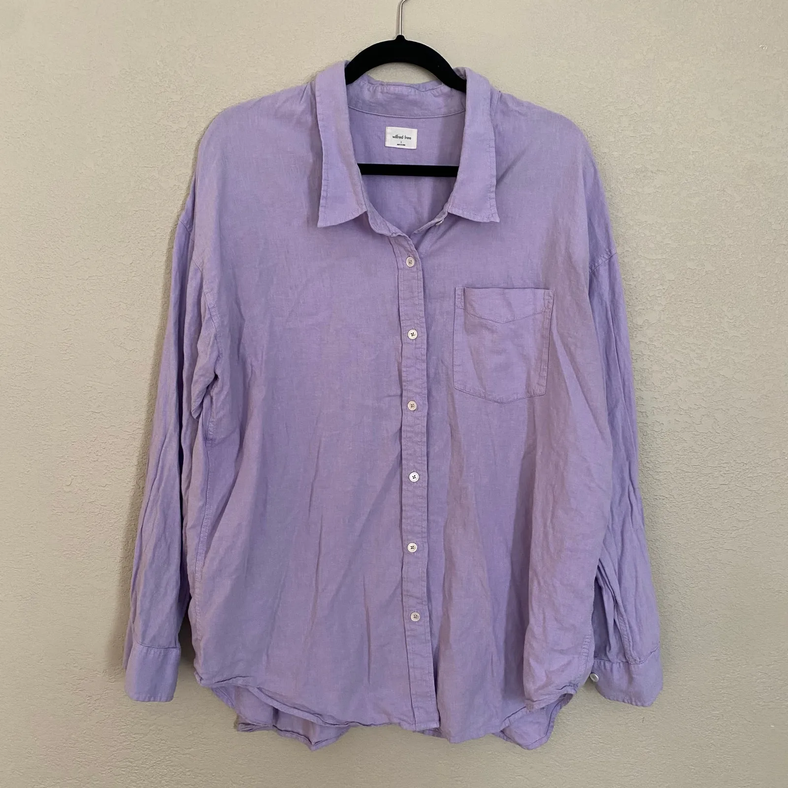 Wilfred Free Lavender Purple Button Down Shirt Boxy Oversized Women's size Large - Image 2