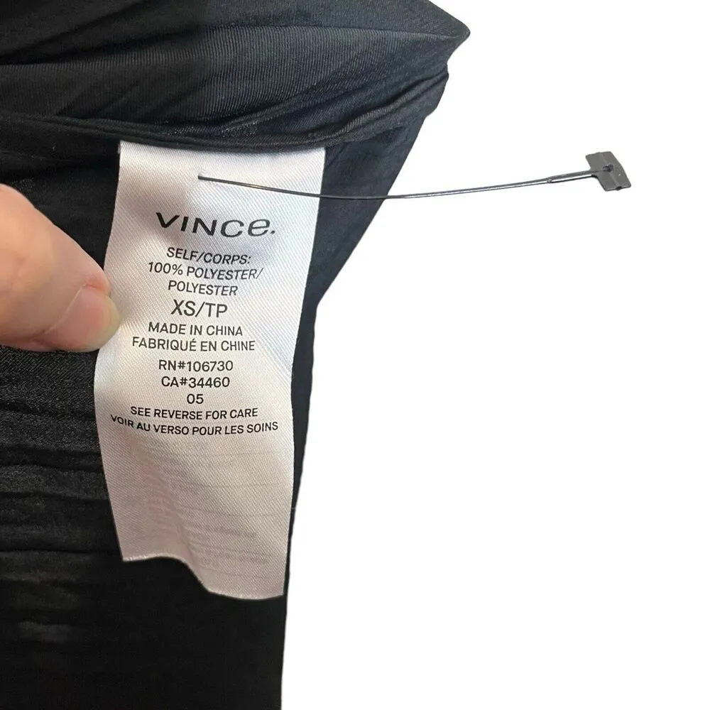 Vince Pleated Tie Front Midi Skirt Black Gathered Front Slit Womens Size XS - Image 10